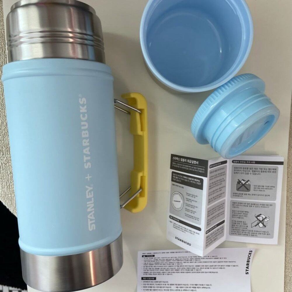 STARBUCKS x STANLEY Korea 2022 24oz Thermos Pale Blue Yellow Unused Rare